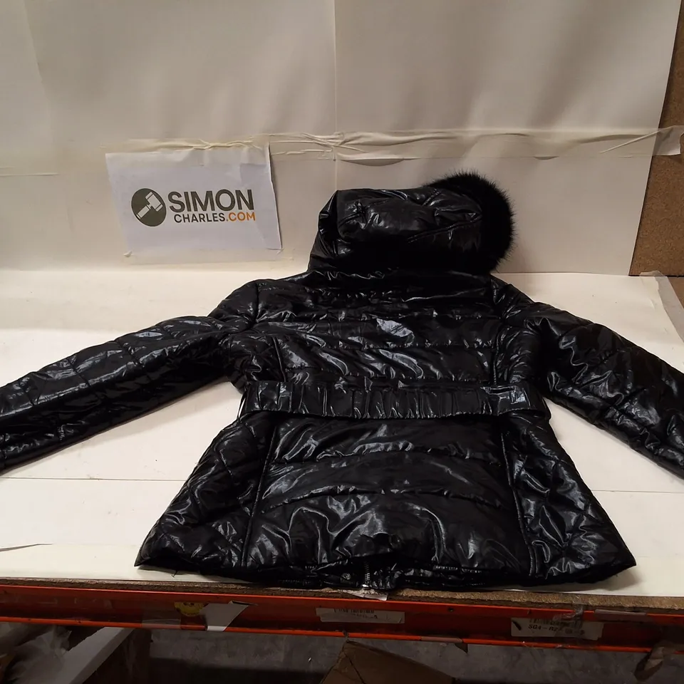 LIPSY LONDON PADDED COAT WITH FUR HOOD – UK 14 (EU 42)