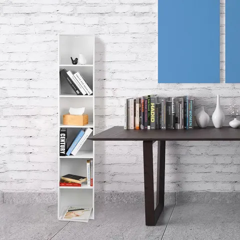 BOXED CASIMIR 158.5CM H X 30CM W CUBE BOOKCASE - WHITE (1 BOX)