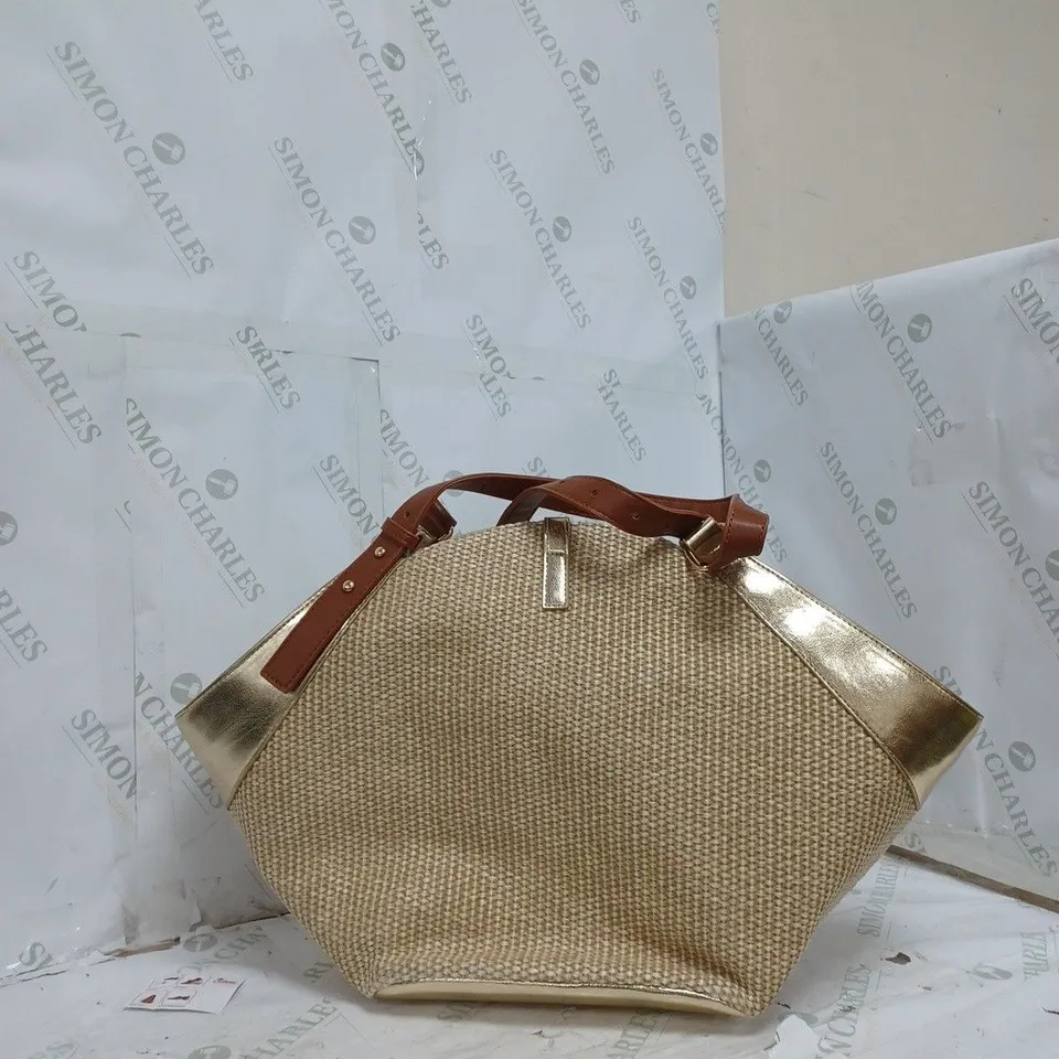 MONSOON GOLD BAG WITH BROWN STRAPS