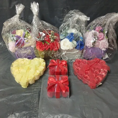 BOX OF APPROXIMATELY 8 SOAP FLOWER GIFTS - VARIOUS COLOURS