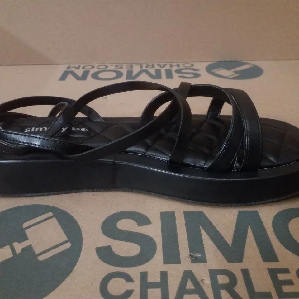 BOX CONTAINING APPROXIMATELY 6 PAIRS OF BRAND NEW SIMPLY BE BLACK PHOEBE EX WIDE SANDALS - SIZE 8