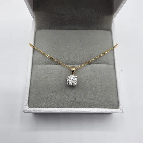 18CT GOLD PENDANT ON CHAIN SET WITH NATURAL DIAMOND