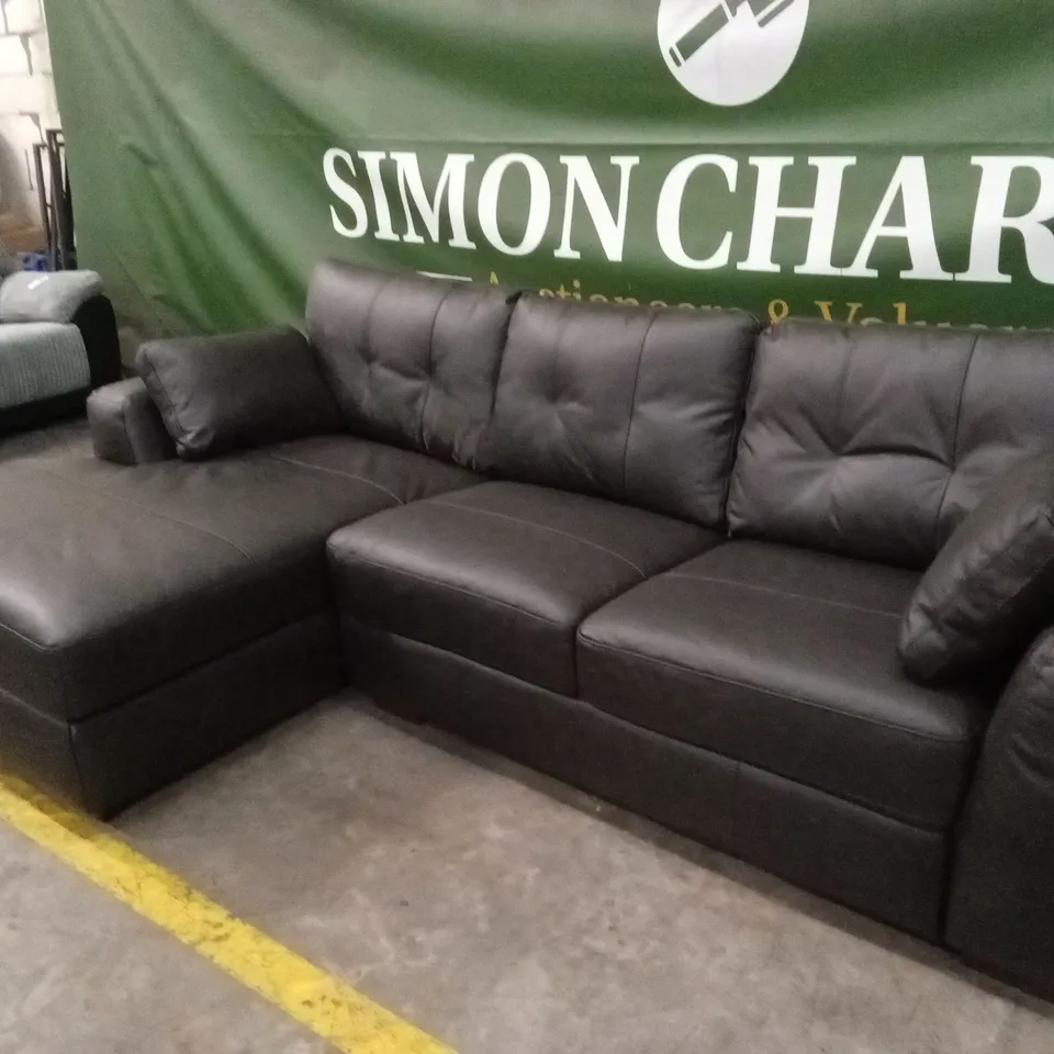 ARDEN ITALIAN LEATHER LEFT HAND CORNER CHAISE - BLACK RRP £2399
