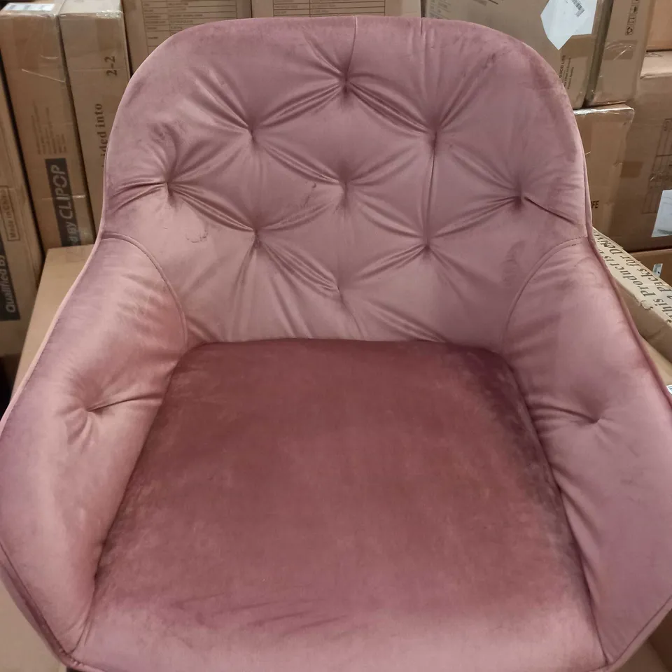 BOXED PAIR OF PINK VELVET DINING CHAIRS