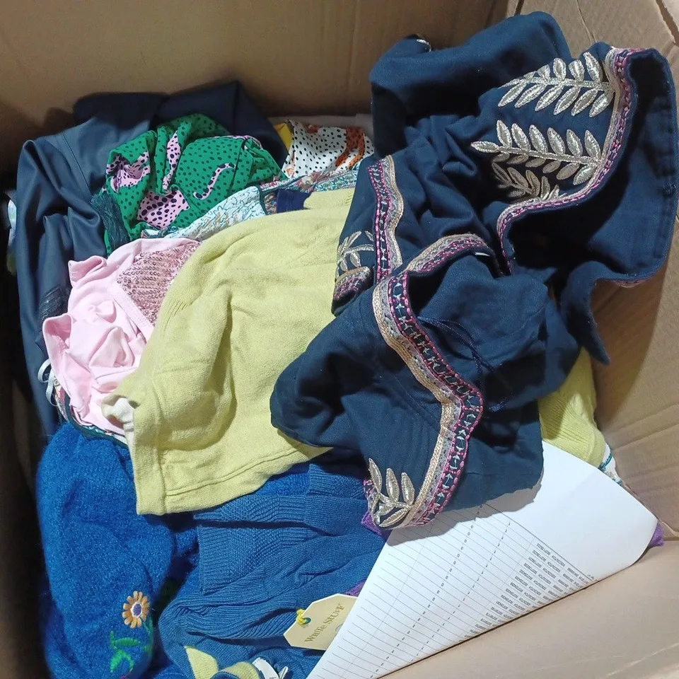 BOX OF APPROX 30 ASSORTED CLOTHING ITEMS TO INCLUDE MONSOON - FRANK USHER - ETC