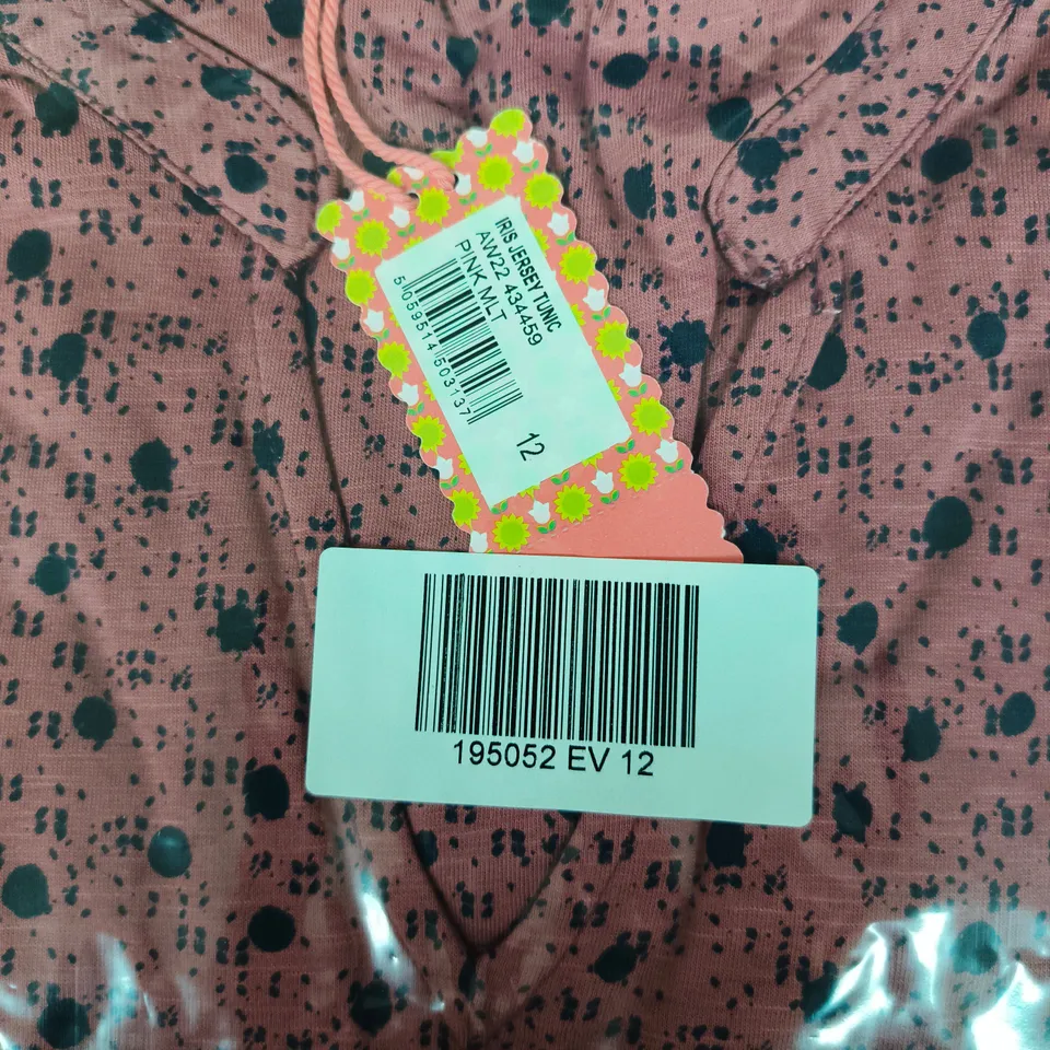 APPROXIMATELY 5 X WHITE STUFF PINK IRIS JERSEY TUNIC – UK 12 (EU 40) SEALED