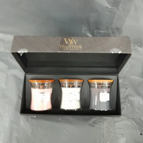 WOODWICK SET OF 3 FLORAL MINI HOURGLASS CANDLES GIFT SET