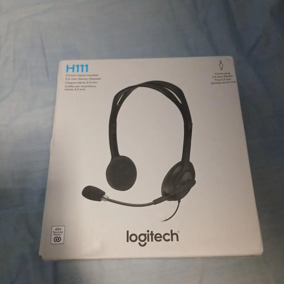LOGITECH H111 STEREO HEADSET WITH MICROPHONE – BLACK (BOXED)