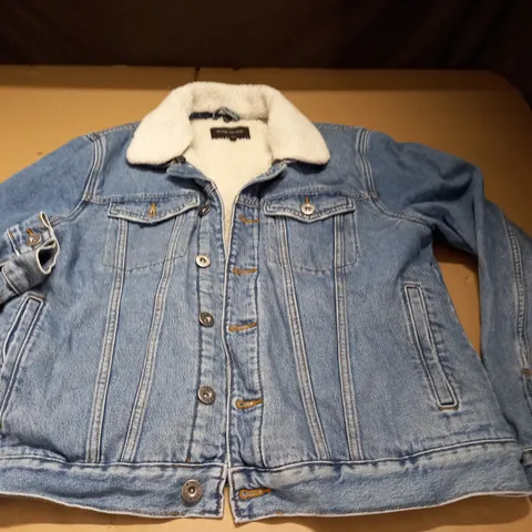 RIVER ISLAND FLEECE LINED DENIM JACKET - L