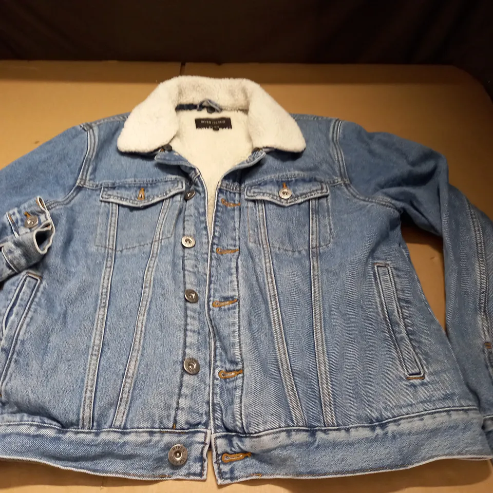 RIVER ISLAND FLEECE LINED DENIM JACKET - L