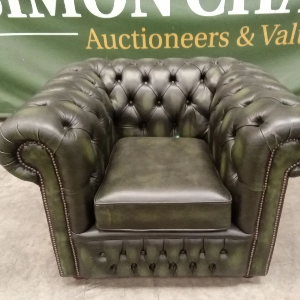 CHESTERFIELD LEATHER CLUB ARMCHAIR - VINTAGE GREEN