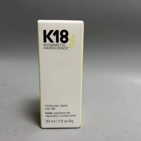BOXED AND SEALED K18 BIOMIMETIC HAIRSCIENCE MOLECULAR REPAIR HAIR OIL 30ML 