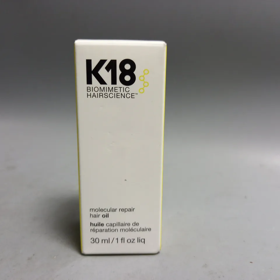 BOXED AND SEALED K18 BIOMIMETIC HAIRSCIENCE MOLECULAR REPAIR HAIR OIL 30ML 