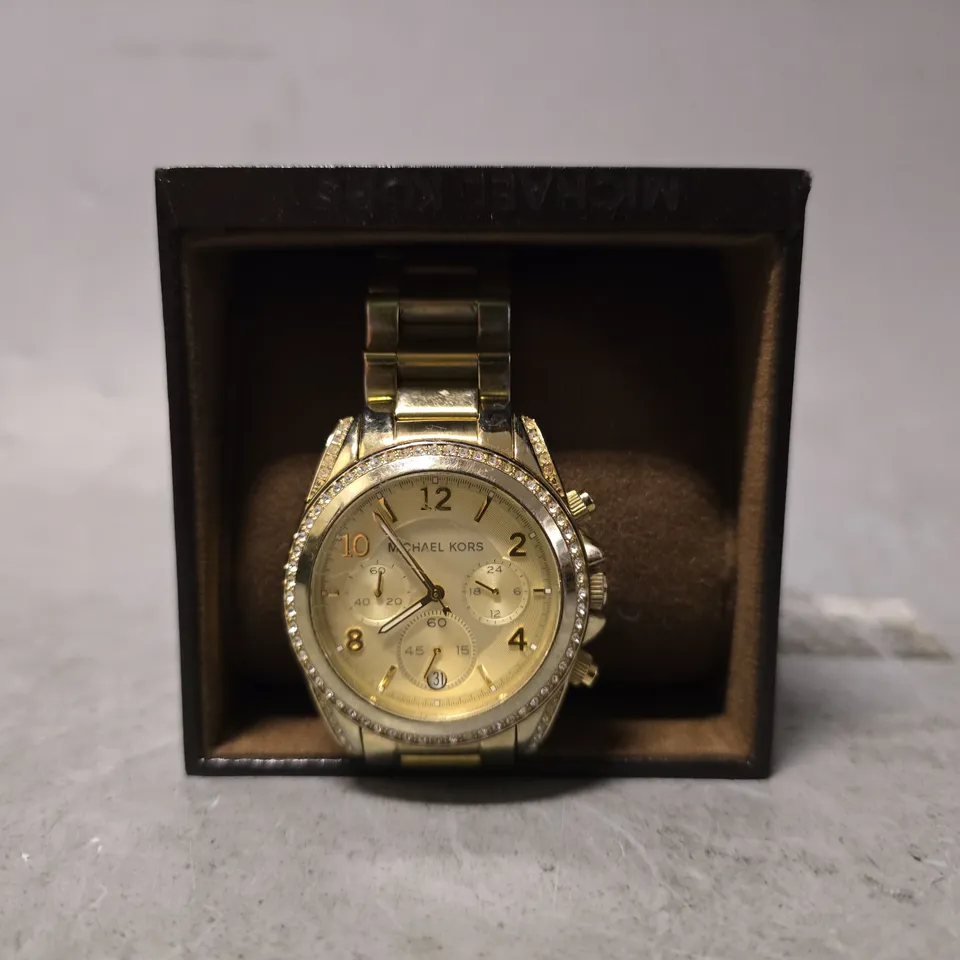 BOXED MICHAEL KORS GOLDEN CLASSIC CHRONOGRAPH WATCH 