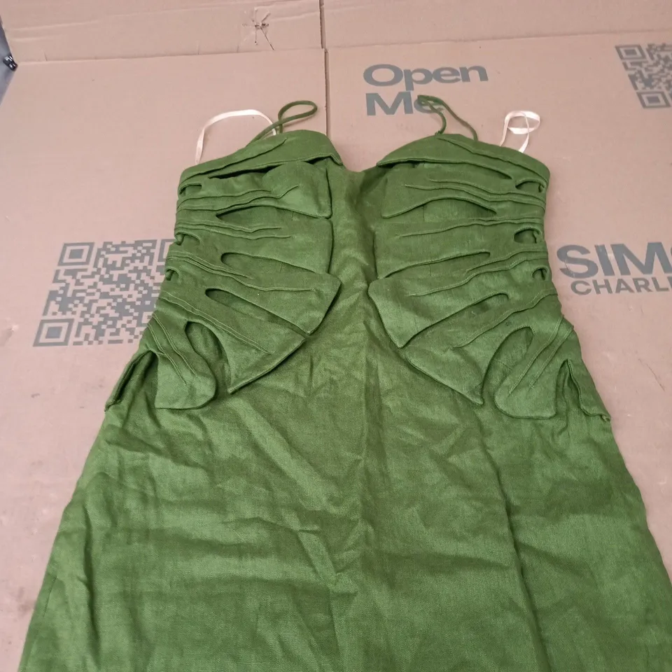 FARM RIO GREEN MONSTERA LEAF SLEEVELESS MAXI DRESS – SIZE M