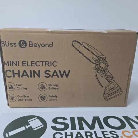 BLISS & BEYOND MINI ELECTRIC CHAINSAW - CORDLESS, BOXED