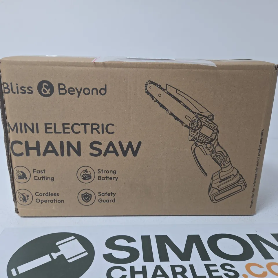 BLISS & BEYOND MINI ELECTRIC CHAINSAW - CORDLESS, BOXED