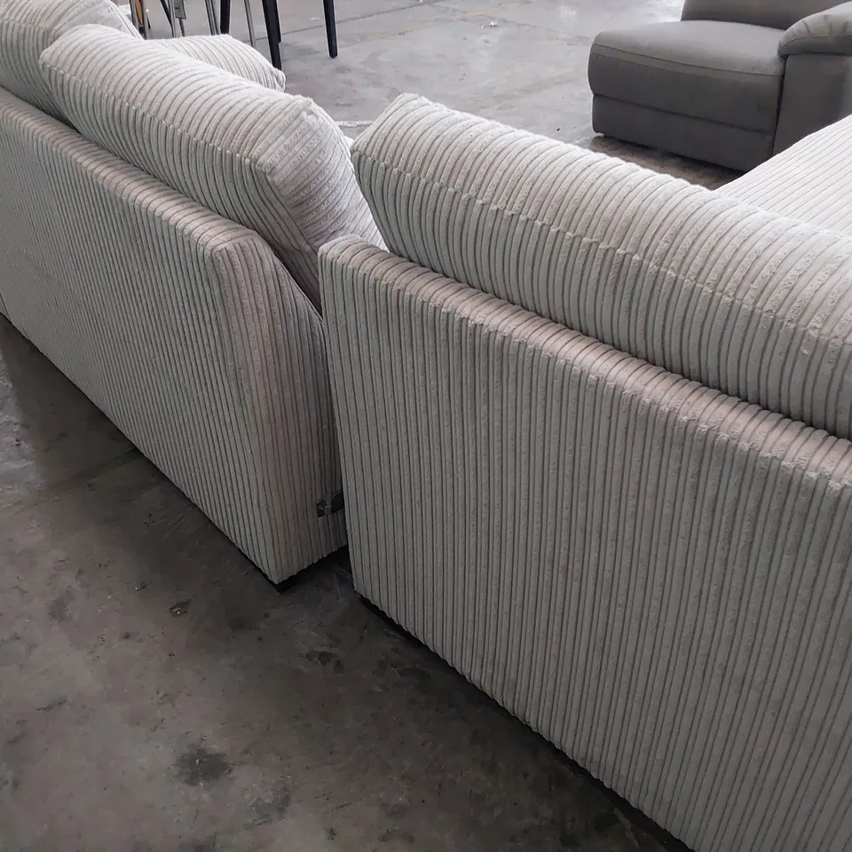 DESIGNER CHAISE SOFA LIGHT GREY JUMBO CHORD 