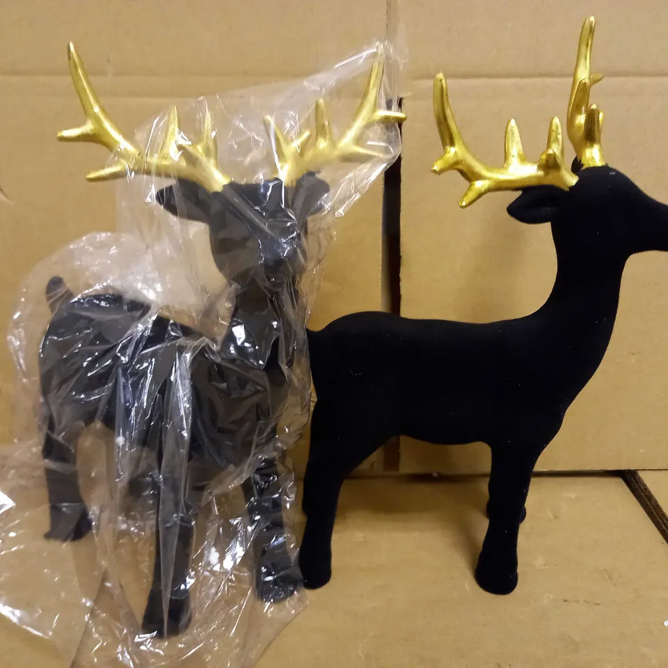 SET OF 2 GLAM FLOCKED DEER ORNAMENTS RRP £42.99