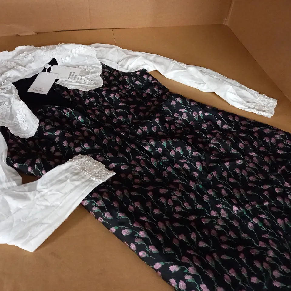 & OTHER STORIES FLORAL SLEEVED DRESS WITH OVERSIZED COLLAR - EUR 38