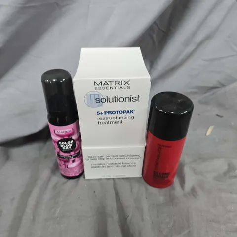 APPROXIMATELY 10 ASSORTED MATRIX PRODUCTS TO INCLUDE PROTOPAK SOLUTIONIST, COLOUR BLOW DRY, IRON TAMER, ETC - COLLECTION ONLY