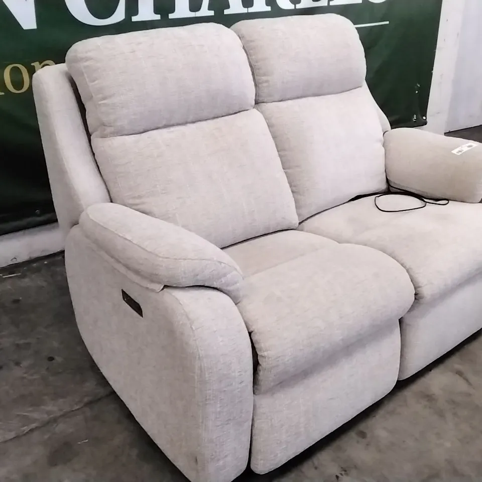 QUALITY BRITISH DESIGNED & MANUFACTURED G PLAN KINGSBURY 2 SEATER POWER RECLINER SOFA LOXWOOD SAGE FABRIC