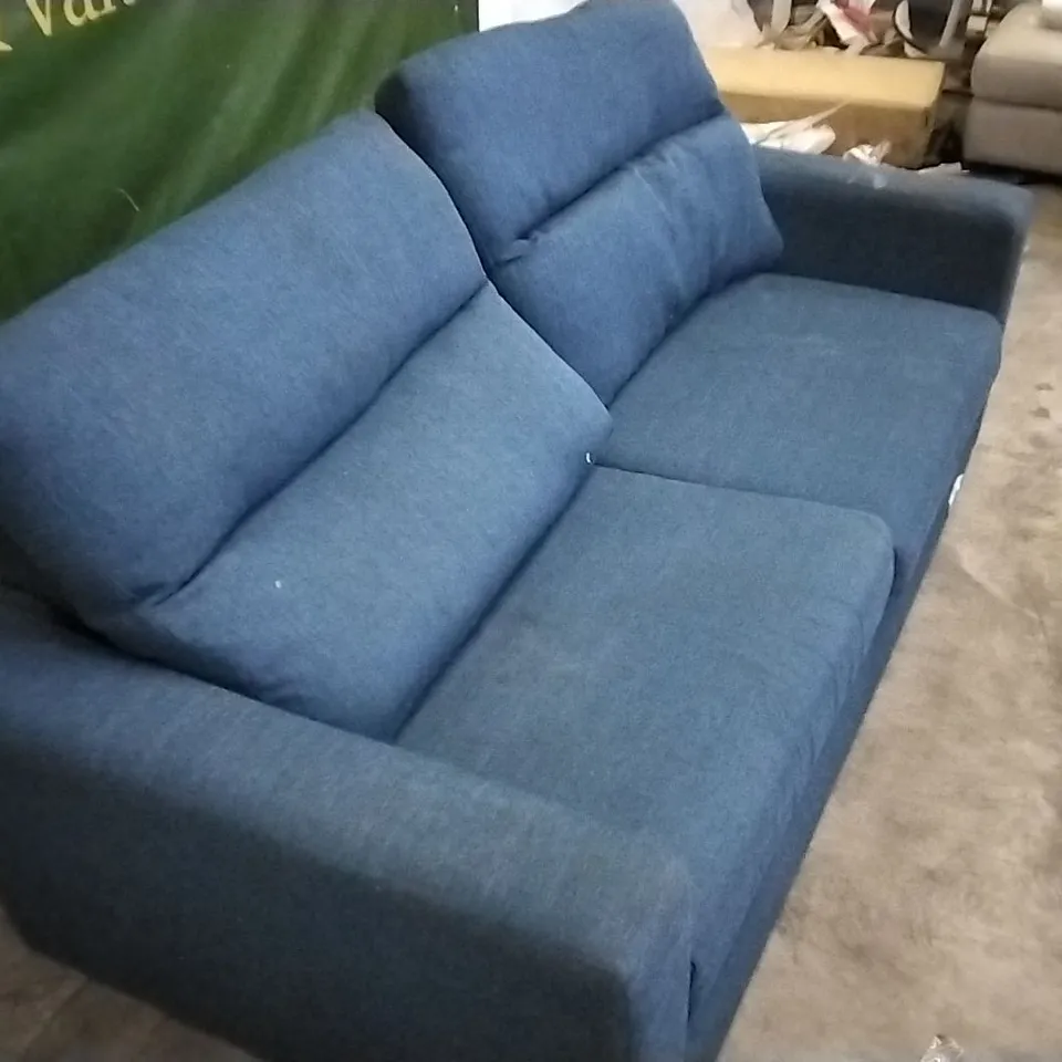 QUALITY DESIGNER NAVY BLUE FABRIC 2 SEATER SOFA