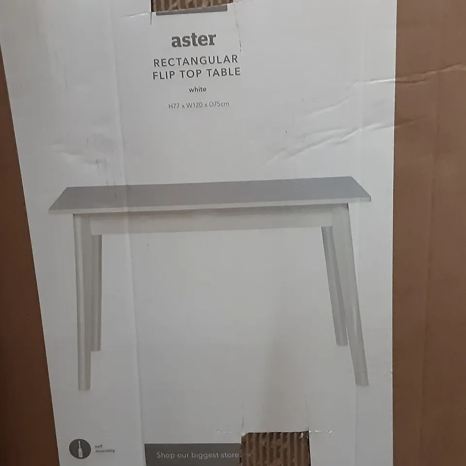 BOXED ASTER RECTANGULAR FLIP FLOP TABLE IN white  - H77 X W120 X D75 CM 