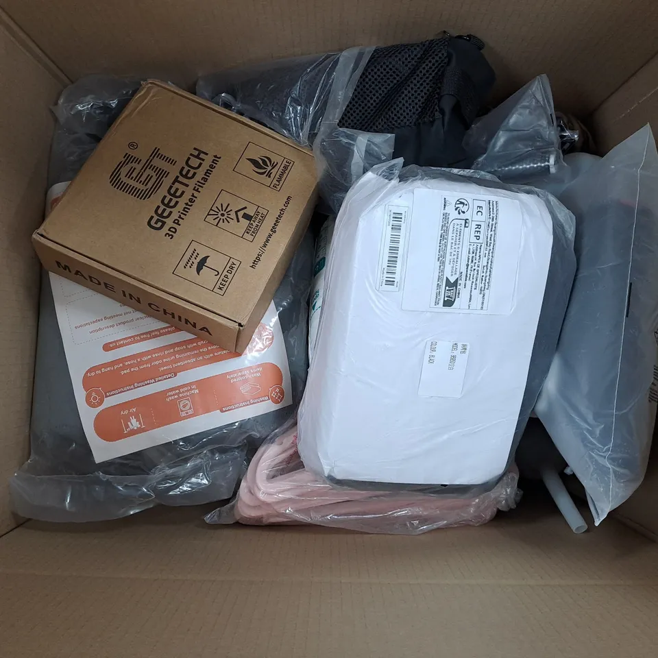 APPROXIMATELY 15 ASSORTED HOUSEHOLD ITEMS TO INCLUDE PAMPERS NEW BABY, GEEETECH PRINTING FILAMENT, CLOTHING HANGERS, ETC