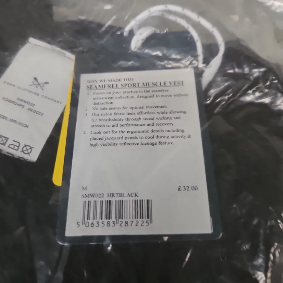 CREW CLOTHING COMPANY MUSCLE VEST BLACK MEDIUM BAGGED