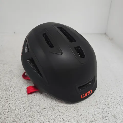 GIRO YOUTH HELMET – BLACK MATTE WITH RED STRAPS