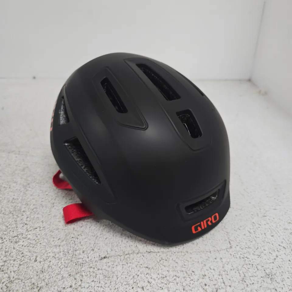 GIRO YOUTH HELMET – BLACK MATTE WITH RED STRAPS