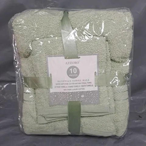 AZZORO 10 PIECE EGYPTIAN TOWEL BALE IN GREEN