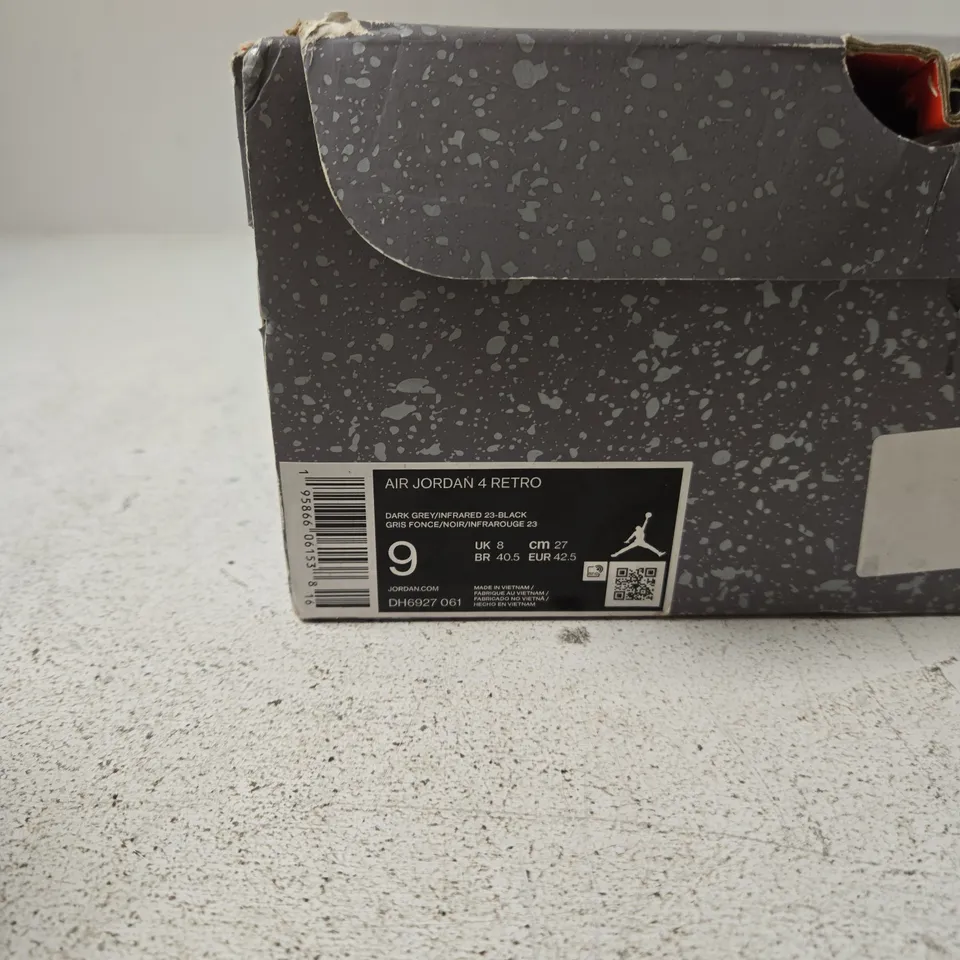 AIR JORDAN 4 RETRO SNEAKERS – UK 8 (US 9) DARK GREY/INFRARED 23-BLACK