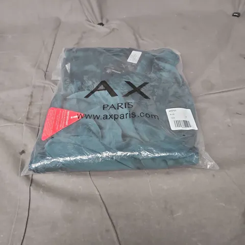 AX PARIS SATIN ONE-SHOULDER KNOT MIDI DRESS – TEAL, UK 8