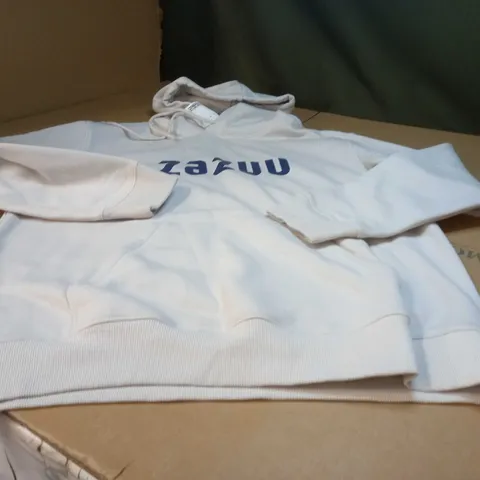 H&M STONE/SLOGAN FRONT POCKET HOODIE - MEDIUM