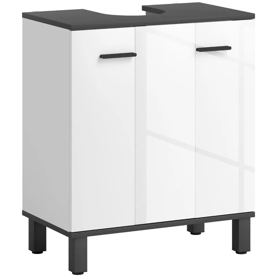 BOXED HOMCOM MODERN UNDER-SINK BATHROOM CABINET - HIGH GLOSS WHITE (1 BOX)