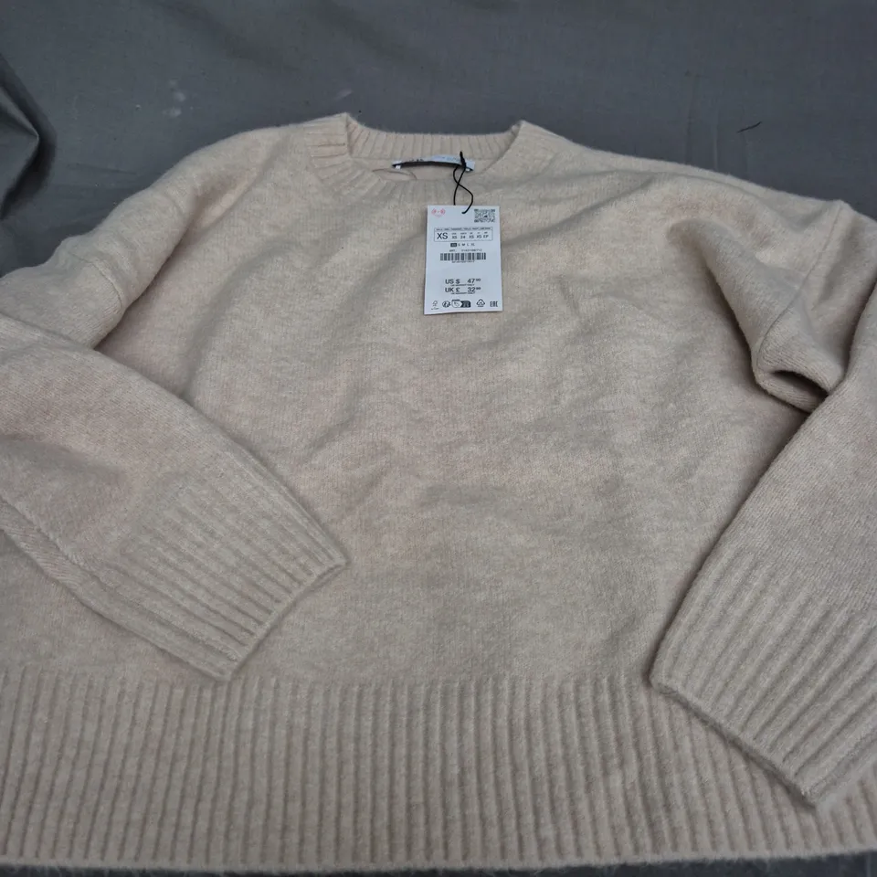 ZARA BEIGE KNITTED JUMPER - EUR XS