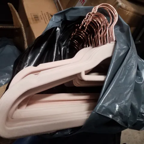 BOX CONTAINING APPROXIMATELY 120 BLUSH VELVET HANGERS