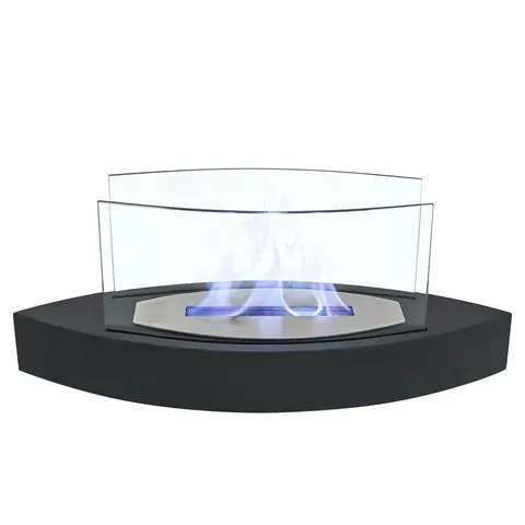 BOXED SARKIS GLASS BIO-ETHANOL TABLE TOP FIREPLACE WITH FLAME GUARD (1 BOX)