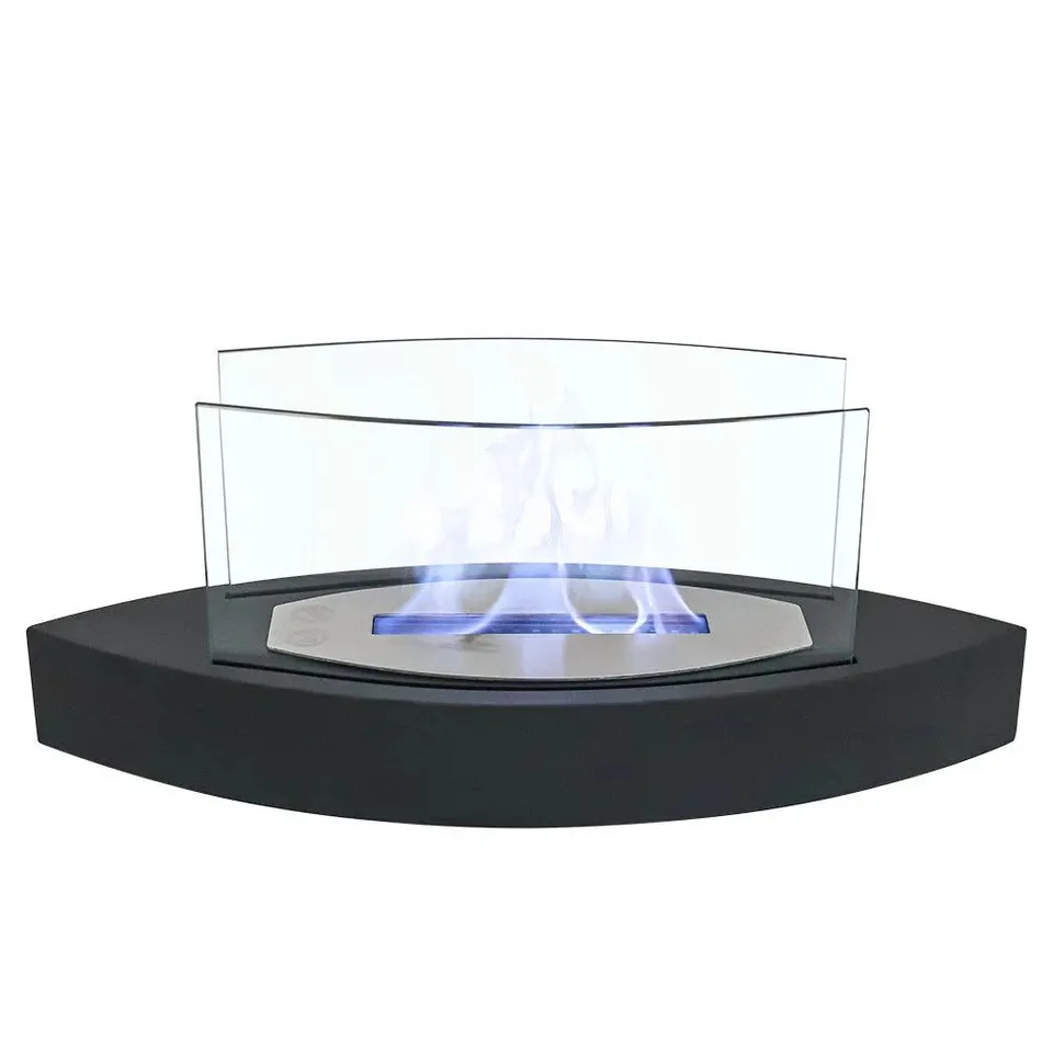 BOXED SARKIS GLASS BIO-ETHANOL TABLE TOP FIREPLACE WITH FLAME GUARD (1 BOX)