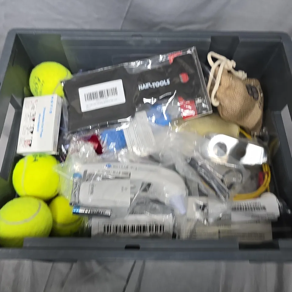 APPROXIMATELY 20 ASSORTED HOUSEHOLD ITEMS TO INCLUDE TENNIS BALLS, EAR PLUGS AND SHANK NAILS