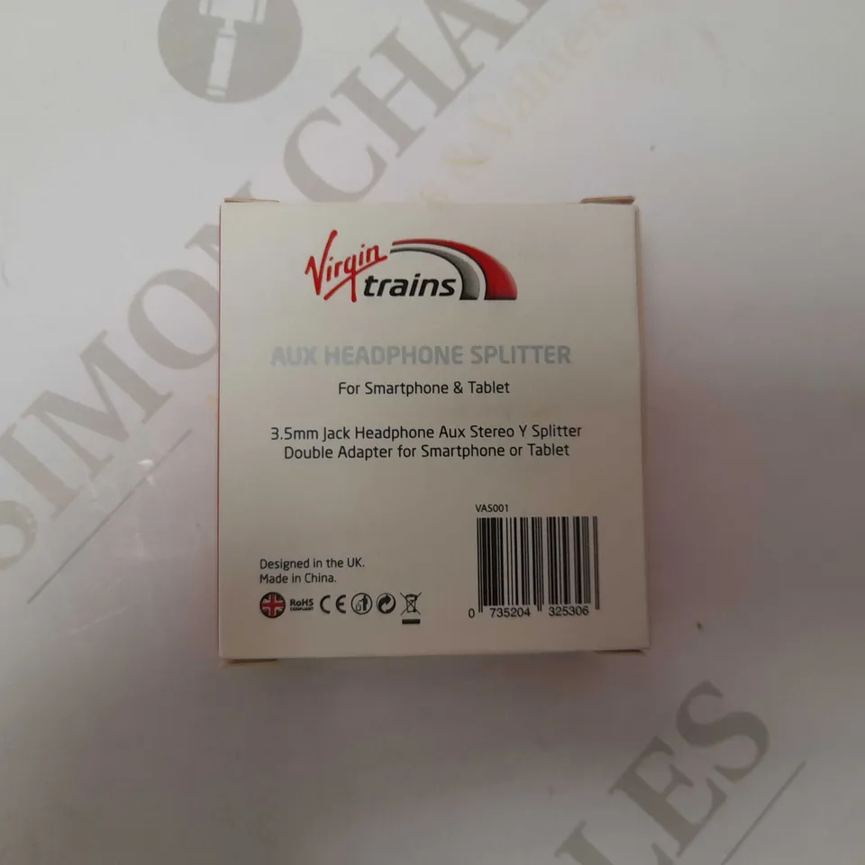 BOX OF APROX 10 VIRGIN TRAINS AUX HEADPHONE SPLITTER 3.5MM