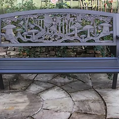BOXED STEEL FRAMED CAST IRON BENCH WITH FAIRIES