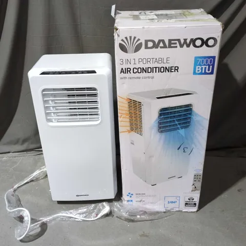 DAEWOO 3 IN 1 PORTABLE AIR CONDITIONER - 7000 BTU (BOXED)