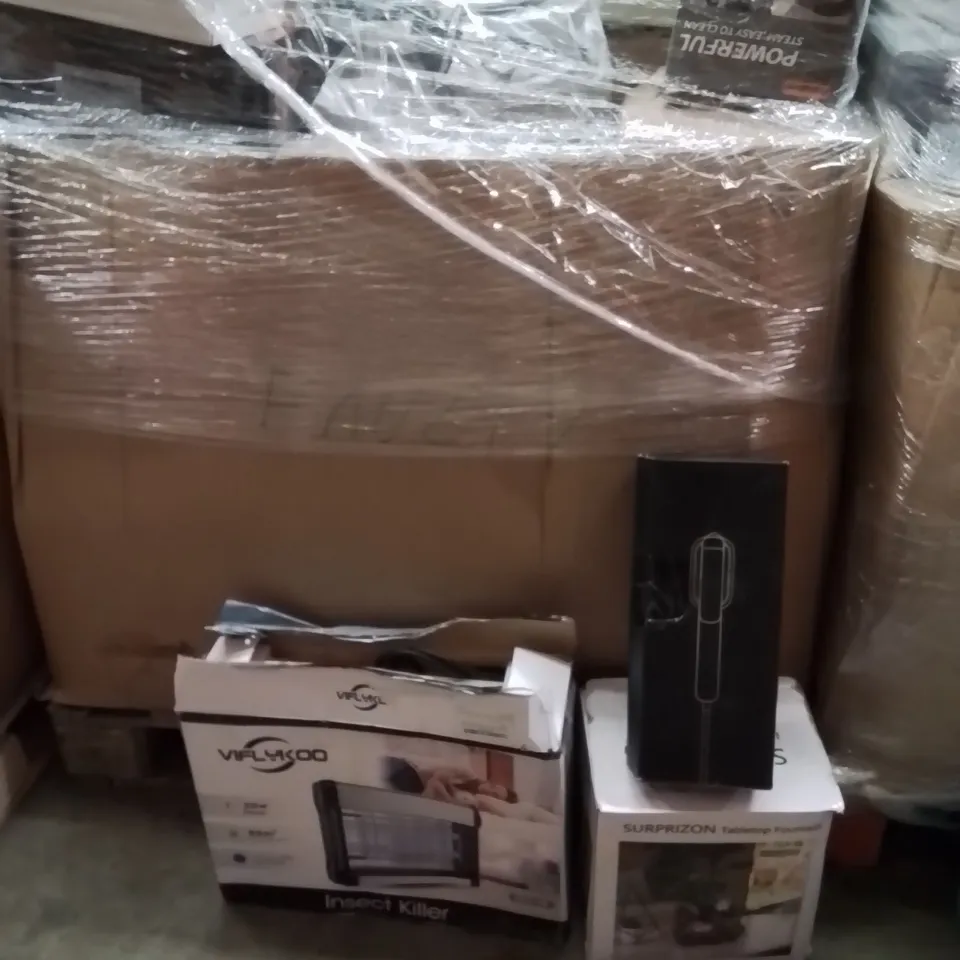 PALLET CONTAINING A LARGE QUANTITY OF ELECTRICAL PRODUCTS TO INCLUDE;INSECT KILLER,TABLETOP FOUNTAIN,HAIR DRYER 