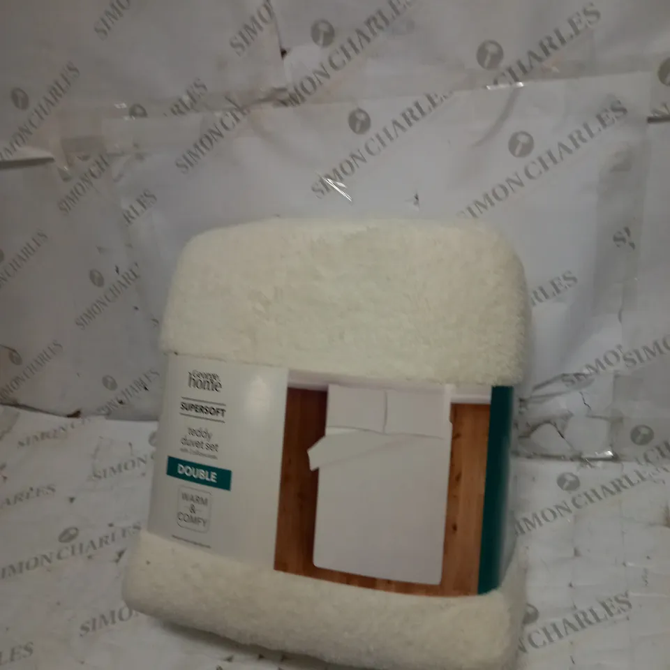 BRAND NEW CREAM TEDDY PLAIN DUVET SET - DOUBLE 