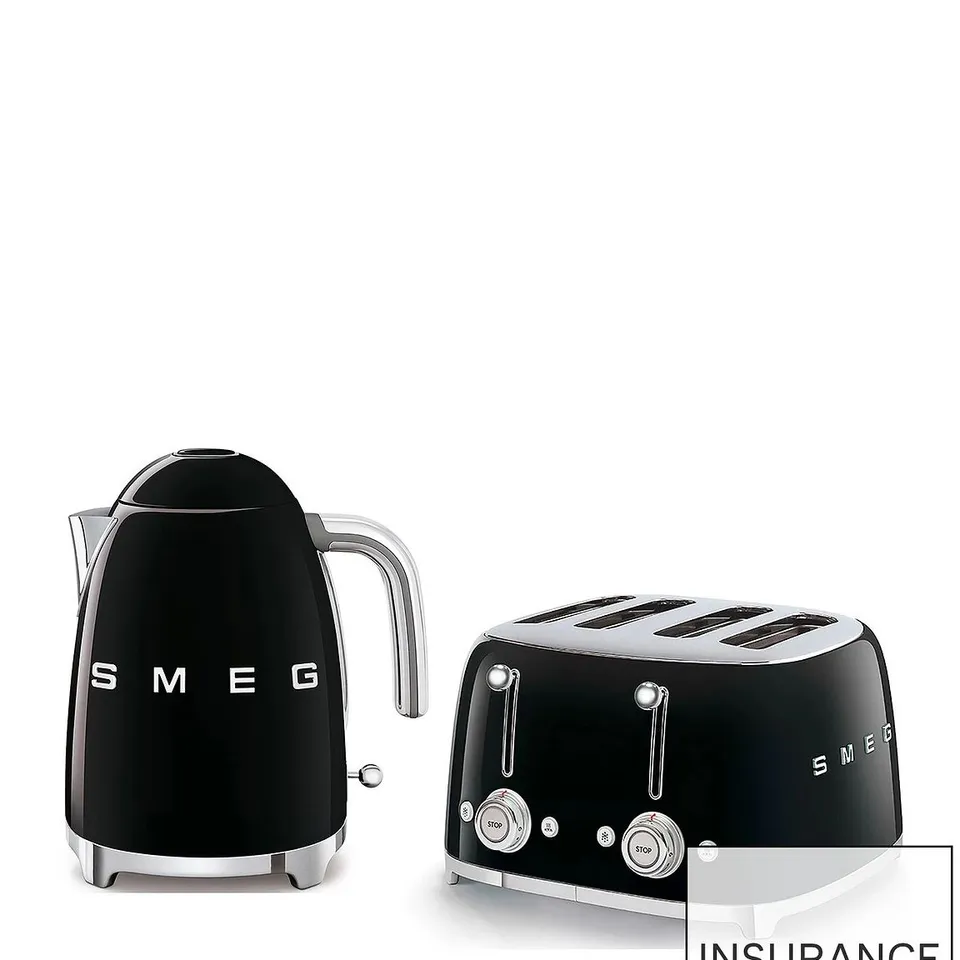 SMEG 50'S STYLE 4-SLICE TOASTER AND KETTLE - BLACK