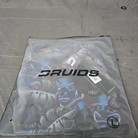 DRUIDS TIKI POLO SHIRT β GREY/BLUE, UK SIZE L