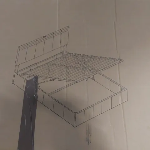 BOXED BOUCLE FABRIC OTTOMAN BED WITH RGB LIGHTING HYDRAULIC STORAGE - WHITE, 5' KING SIZE (2 BOXES)